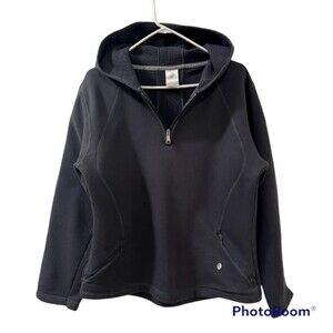 Russell Womens Dark Gray Fleece Half Zip Hoodie Sweater Size Large